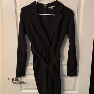 Black Long Sleeve Biker Jumpsuit